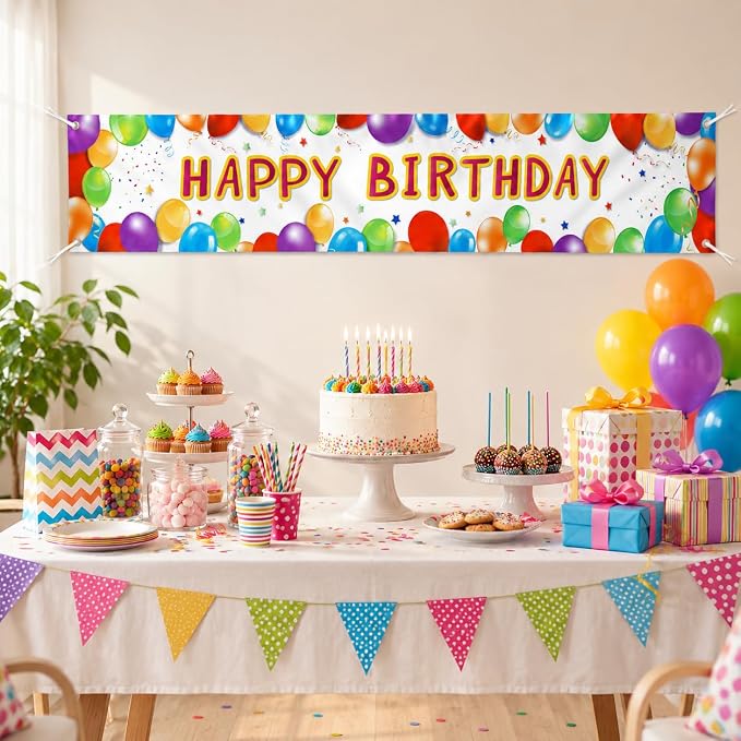 Letjolt Happy Birthday Banner Balloon Sign Huge Party Supplies 6 Feet | - Image 3