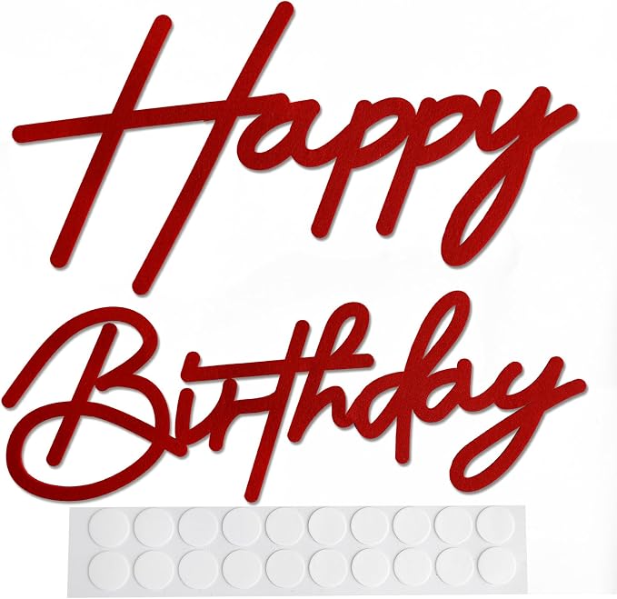 Red Happy Birthday Sign for Backdrop Felt Reusable Letters for Birthdays | - Image 4