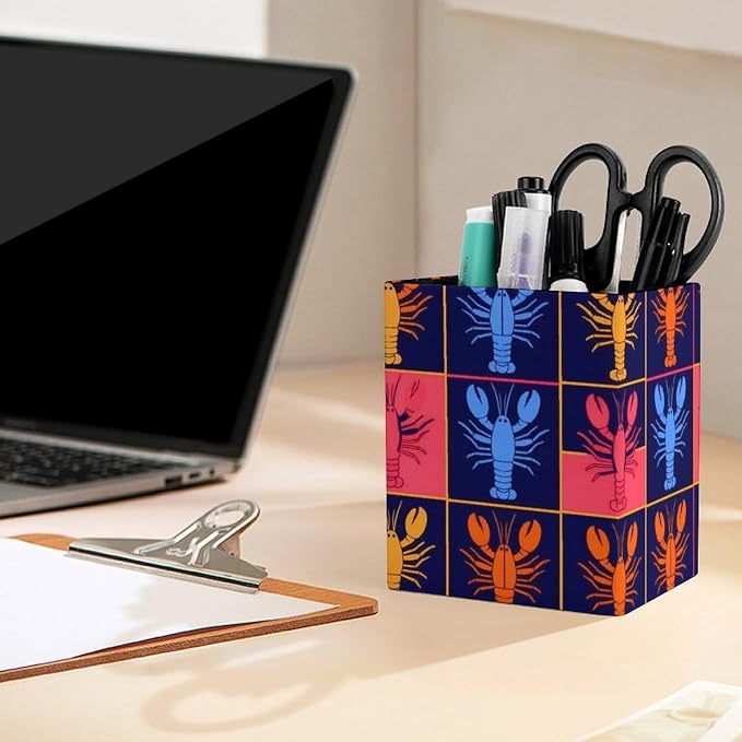 Pen Holder Hot Lobster, Leather Pencil Cup, Desktop Stationery Organizer Pen - Image 5