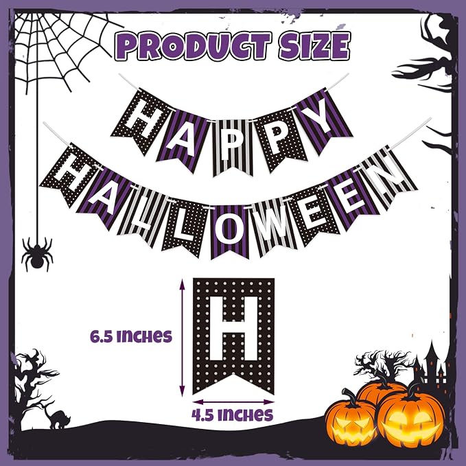 Happy Halloween Banner for Hanging Halloween Decorations Indoor - Image 2