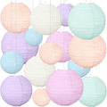 16 Pcs Pastel Paper Lanterns Party Decorations 4'' 6'' 8'' 10'' Colorful by Glooglitter