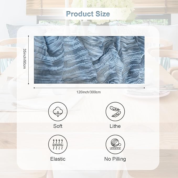 10 Pack Dusty Blue Cheesecloth Table Runner 35x120 Inch 10Ft Rustic Gauze Cheese Cloth Table Runner Sheer Cheesecloth Table Runners for Wedding Party Bridal Shower Decoration
