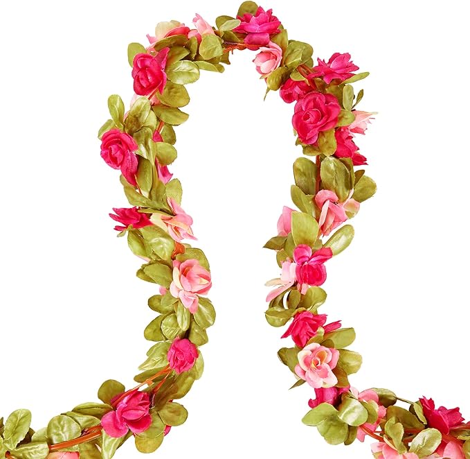 Artificial Flower Garland 8pcs 8.2ft Rose Vine Decor, Fall Purple Flower | - Image 10