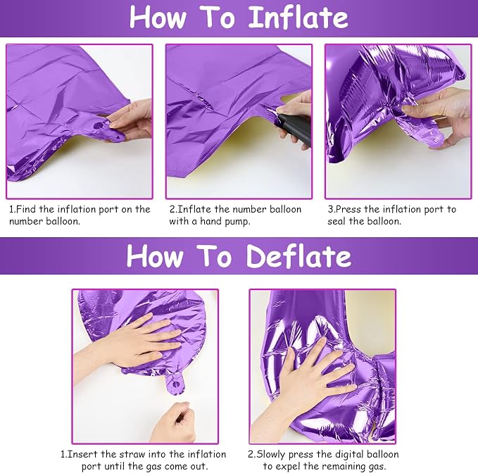 15th Birthday Balloons for Girls, 15 Inch Giant Purple Foil Number 15 Balloons - Image 3