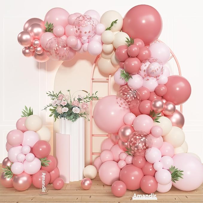 Amandir 153pcs Dusty Pink Balloon Garland Arch Kit Different Sizes | 18 12 10 5 by Amandir