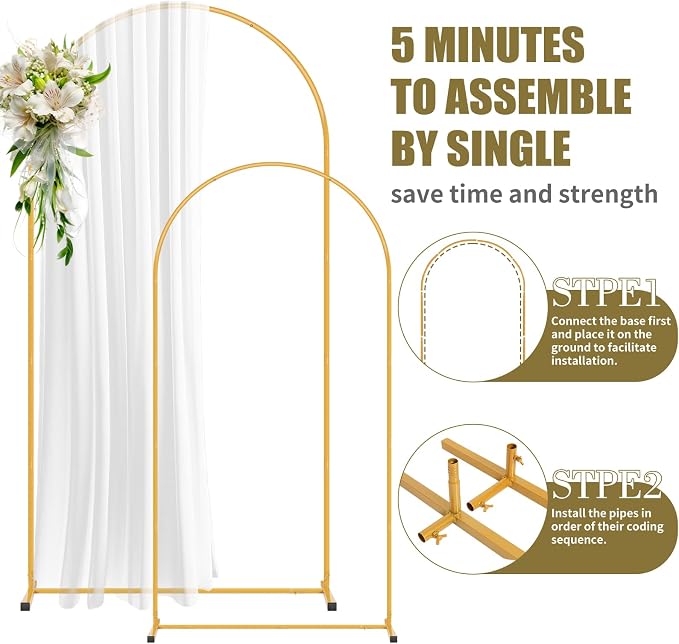 2 Pack Arch Backdrop Stand and Cover Set, Balloon Arch Stand | Metal Background - Image 3