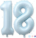 40 Inch 18 Balloon Number, Large Pastel Baby Matte Blue Foil Number 18 Balloons by Froova