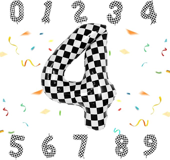 40 Inch Checkered Number Balloon by Unknown