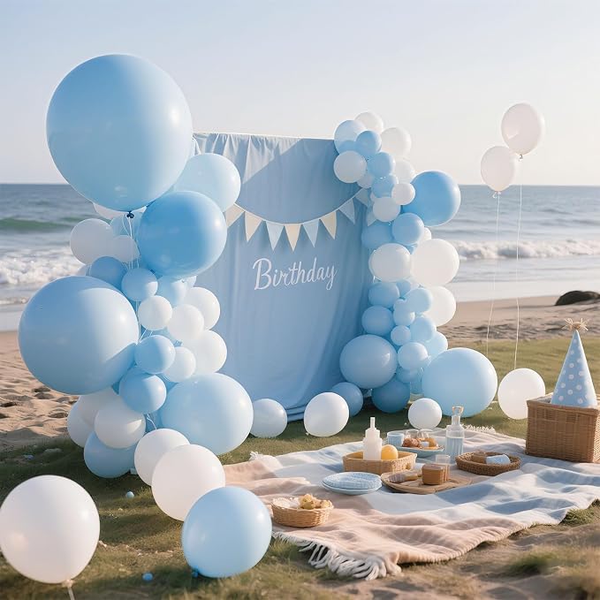 Pastel Blue Latex Party Balloons 30 Pack 18 inch Round Light Blue Balloons - Image 4