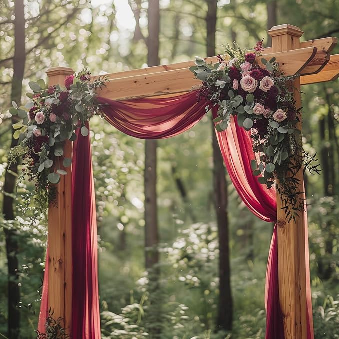 Wedding Arch Draping Fabric Backdrop Drapes 2 Panels, Burgundy | 28.7"x20FT - Image 7
