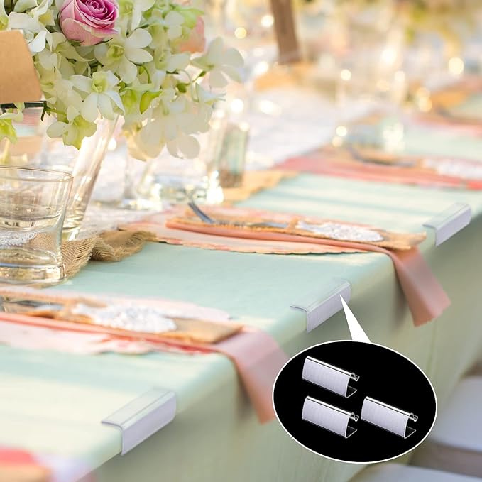 72 Pieces Table Skirting Clips Clear Tablecloth Clips for Indoor Outdoor Events Wedding Meeting Party Picnic Banquet