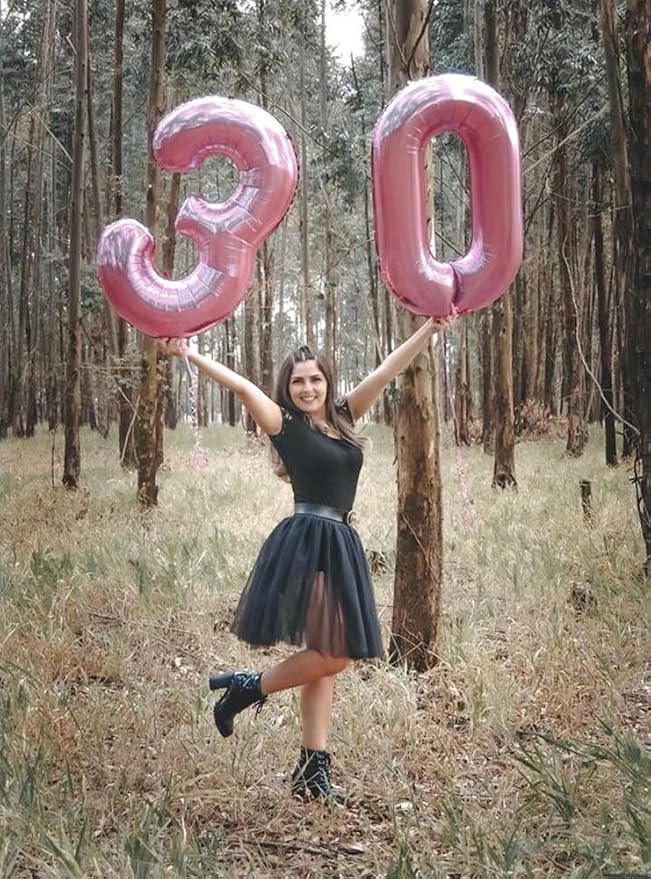 3 Balloon Numbers Birthday Decorations, 40In Pink Balloons - Image 3