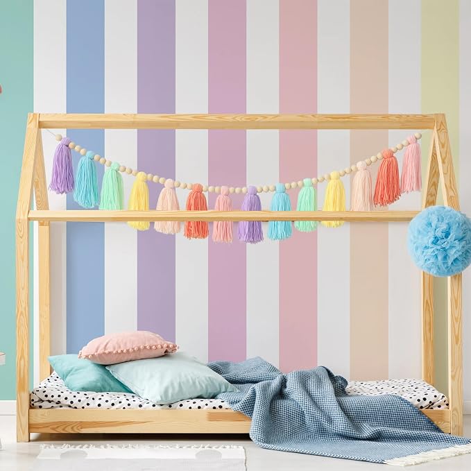 DCJHFJ Pastel Rainbow Boho Tassel Garland Wall Hanging - Image 7
