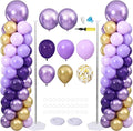 Purple and Gold Balloon Column Stand Kit Set of 2 by ZyloonDecoration