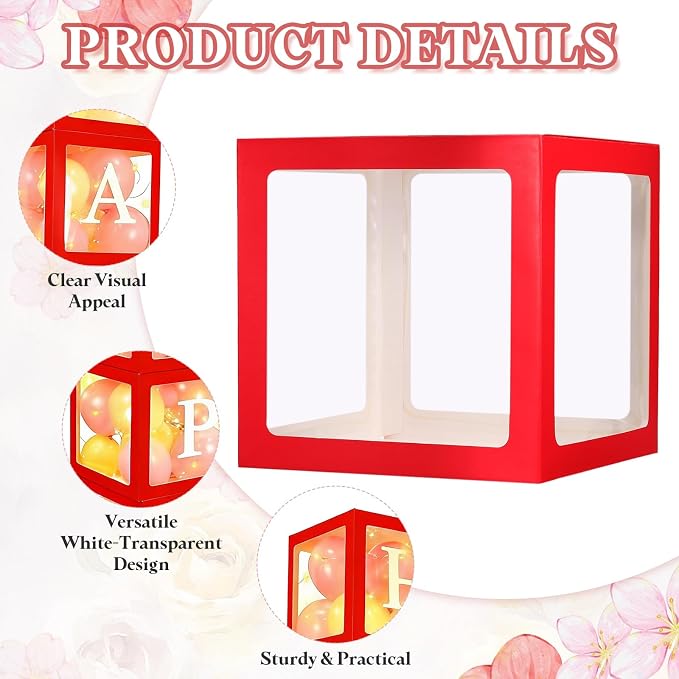 uxcell 4 Pcs Party Balloon Boxes, Transparent Balloon Boxes - Image 3