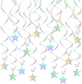 BEISHIDA Silver Stars Iridescent Hanging Swirls Pre-Strung Stars Hanging by Beishida