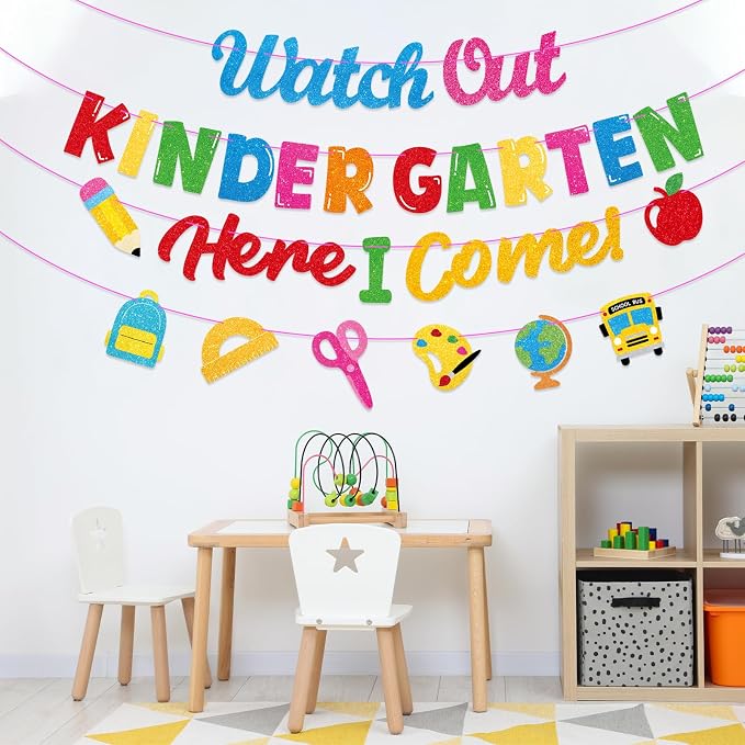 Watch Out Kindergarten Here I Come Banner Decor, First Day of Kindergarten - Image 2