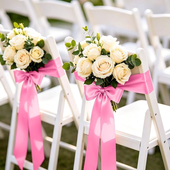 30Yards 1In Hot Pink Satin Ribbon - Image 8