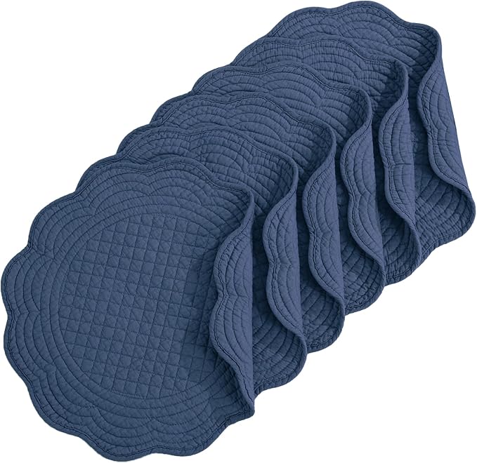 HOMBYS Quilted Placemats Set of 6 Washable Round Placemats by HOMBYS