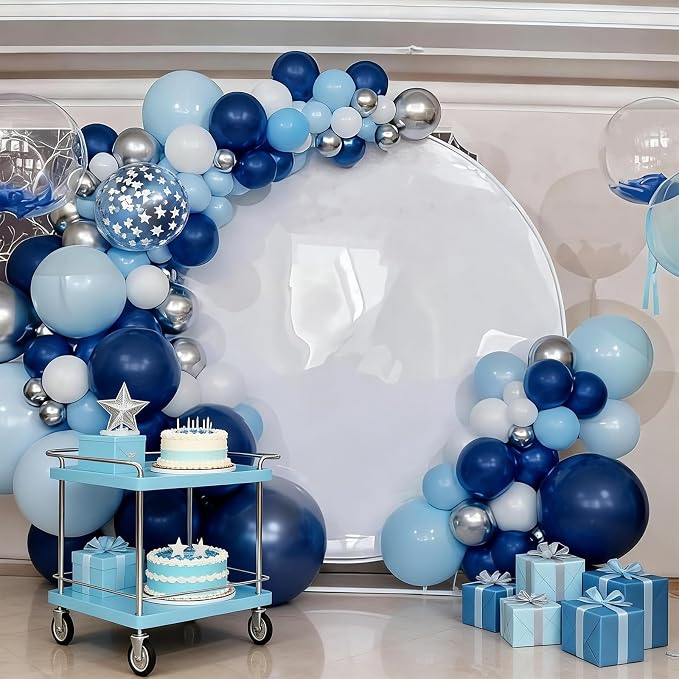 FunHot Blue Balloons, 12 Inch Metallic Silver Star Confetti Latex Balloons - Image 6