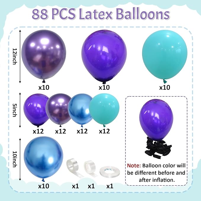Black Purple Blue Balloons Garland Arch Kit, Metallic Blue Purple Teal Black - Image 2