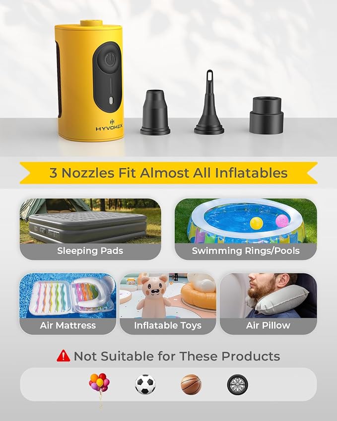 Portable Air Pump for Inflatables, 4000mAh Ultra Fast Air Mattress Pump - Image 5
