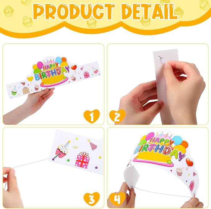 Yunsailing 36 Pcs Happy Birthday Crowns - Image 3