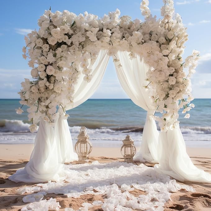 Ivory Wedding Arch Draping Fabric Backdrop Drapes Sheer 28.7"x 20FT | Sheer - Image 6