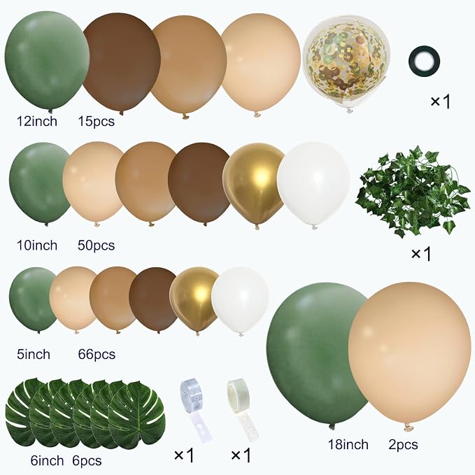 142PCS Sage Green Brown Safari Jungle Balloon Garland Kit - Image 5