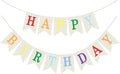 White Burlap Happy Birthday Banner Sign Birthday Garland Wall Door Hanging by Unknown