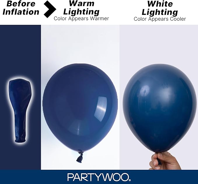 PartyWoo Navy Blue Balloons 140pcs Dark Blue Color 18 12 10 5 Inch | 18 12 10 5 - Image 3