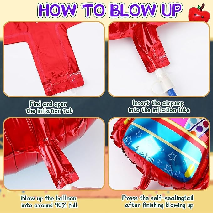 9 Pcs Back to School Balloons, School Bus Balloon, Colorful Schoolbag Pencil - Image 7
