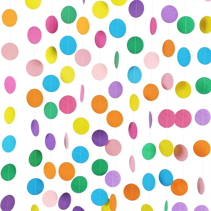 RUBFAC 5pcs Rainbow Circle Dots Paper Garland Party Decorations | Rainbow by RUBFAC