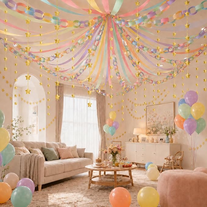 360 Sheets Colorful Paper Chains Strips and Star Garland - Image 4