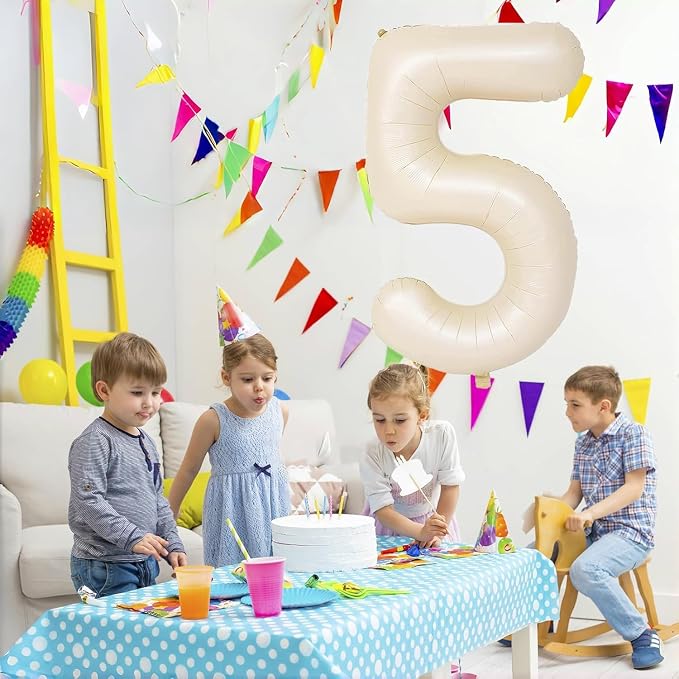 40 inch Cream White Number Balloon Giant Foil Helium Balloons Beige Number 8 - Image 5