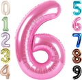 6 Balloon Numbers Birthday Decorations, 40In Pink Balloons by Mluchee