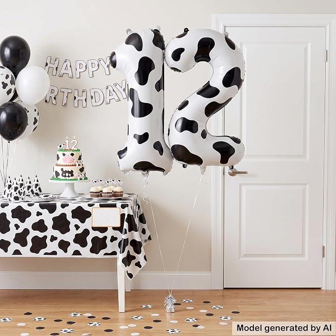 40 Inch Cow Print Number 12 Balloon - Image 3