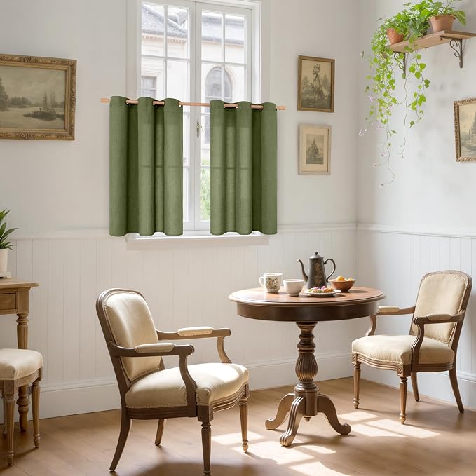 YoungsTex Olive Linen Curtains 40 Inch Length - Image 2