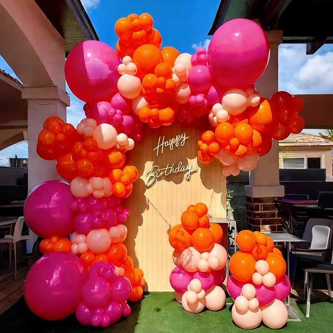 YMSZ Pink and Orange Balloon Garland Arch Kit, Tropical Balloons, | Different - Image 7