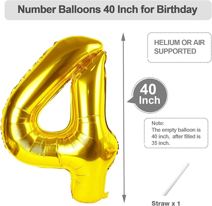 Numbers 13 Balloon 40Inch Gold Balloons - Image 5