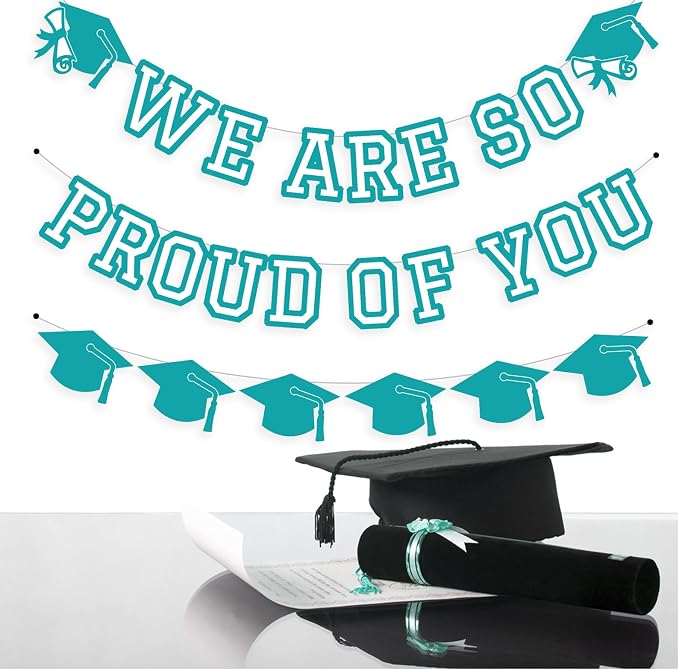 We Are So Proud Of You Banner Graduation Party Decorations Congrats Grad Cap - Image 3