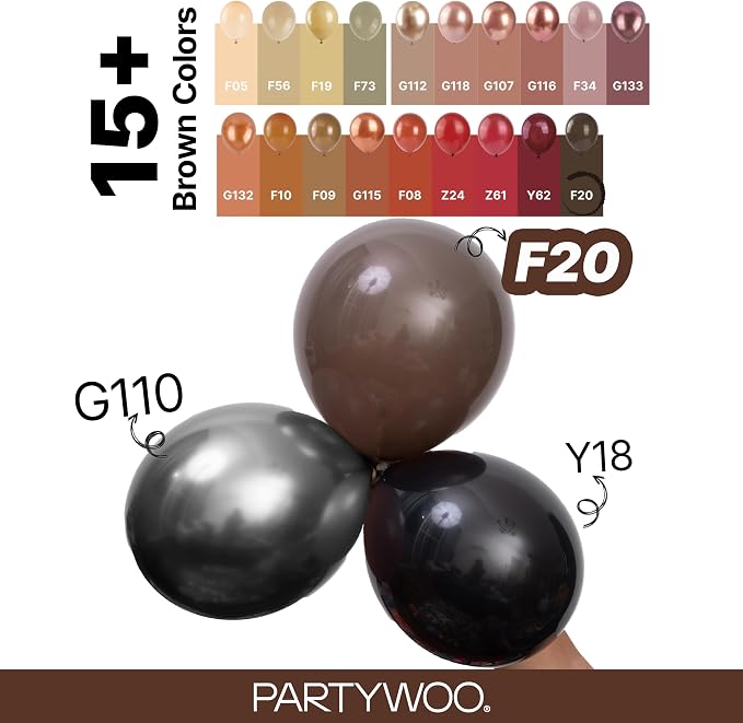 PartyWoo Dark Brown Balloons 4pcs Boho Coffee Neutral Fall Color | 18 12 10 5 - Image 4