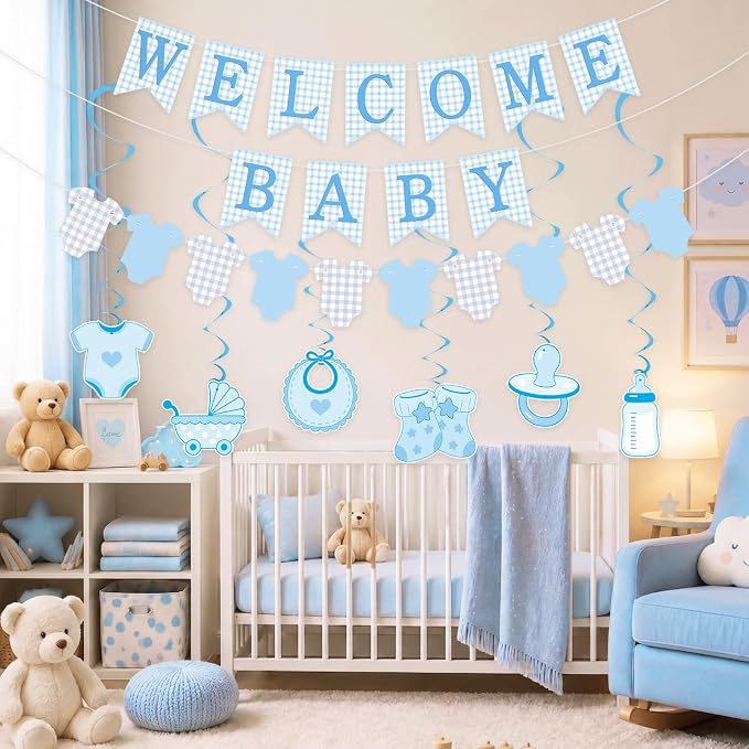 Baby Shower Decorations | Welcome Baby Sign Banner - Image 4