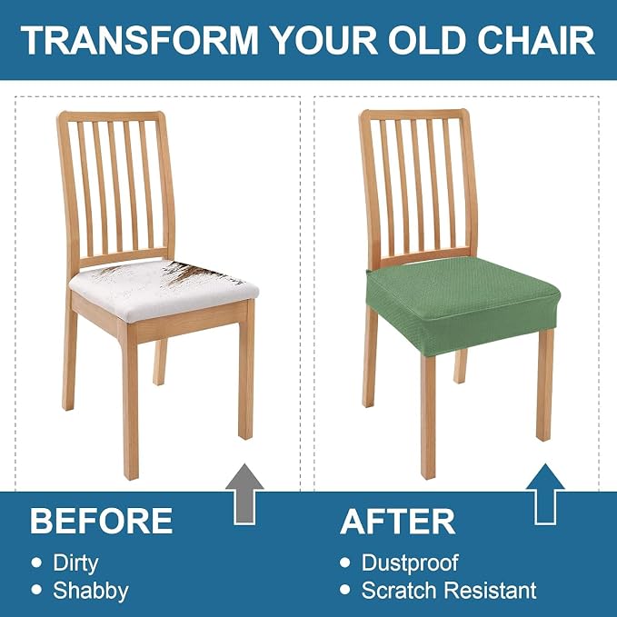 Smiry Waterproof Seat Covers for Dining Room Chairs, No Rear Covers | Stretch - Image 7
