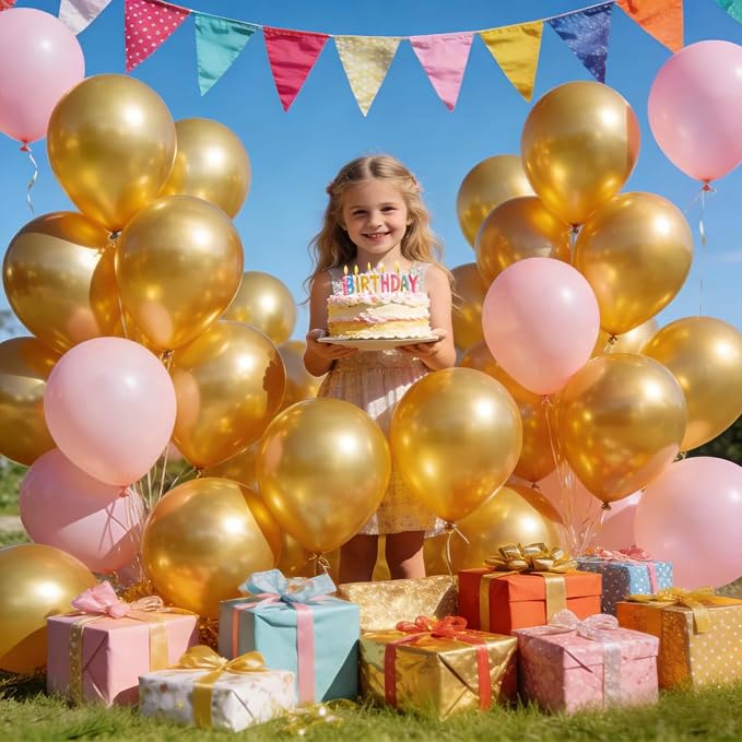 110pcs Gold Balloons, Metallic Gold Latex Balloons 12 inch, Globos Dorados - Image 4