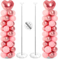 Realspring 2 Sets Wedding Pink and Rose Heart Shape Balloons Column Stand Kit by Realspring