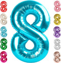 8 Balloon Numbers Birthday Decorations, 40In Light Blue Balloons by Mluchee