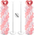 Realspring 2 Sets Wedding Pink and Rose Gold Heart Shape Balloons Column Stand by Realspring