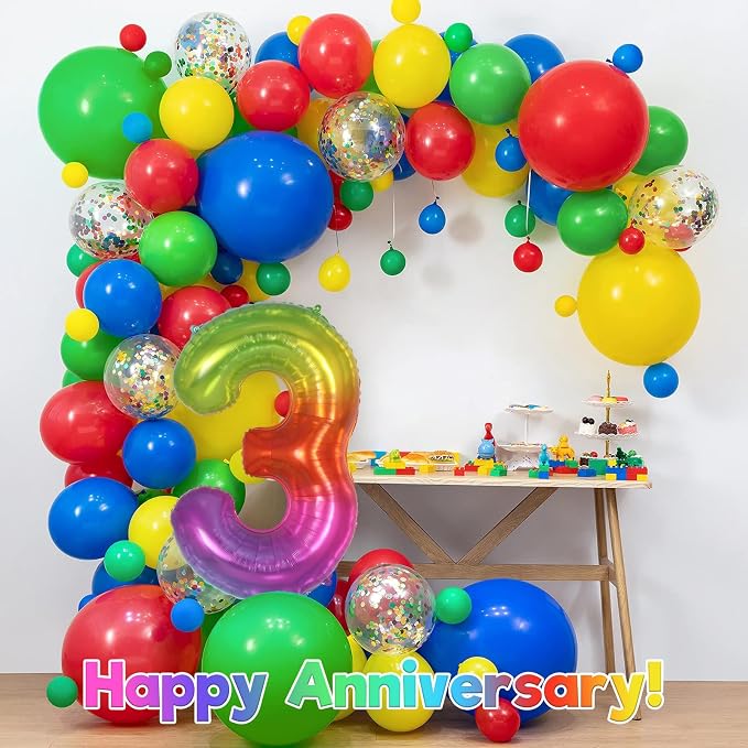 Rainbow Number 3 Balloon 40 Inch, Big Large Foil Number Balloons, Gradient - Image 6