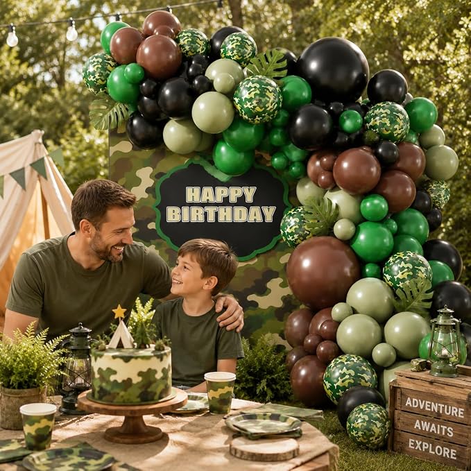 Camouflage Balloon Arch Kit, Camo Drak Green Avocado Green Black Balloons - Image 4